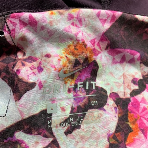 Nike Power Legend Floral Port Wine Mesh Run Training Leggings - Picture 10 of 16